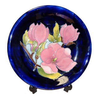 20th Century Moorcroft Pink Magnolia Plate For Sale