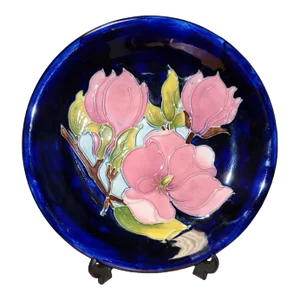 20th Century Moorcroft Pink Magnolia Plate