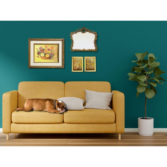 Add a touch of vintage charm with this exquisite pair of petite floral paintings, each featuring yellow blossoms in raised...