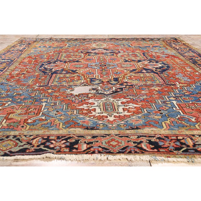 Late 19th Century Persian Heriz Rug, 08'07 X 11'00. For Sale - Image 9 of 10