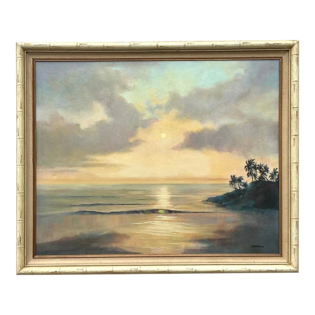 Vintage Boho Original Landscape Oil Painting on Canvas For Sale