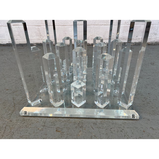 Transparent Mid-Century Hollis Jones "Skyscraper" Style Lucite Coffee Table W/ Glass Top For Sale - Image 8 of 9