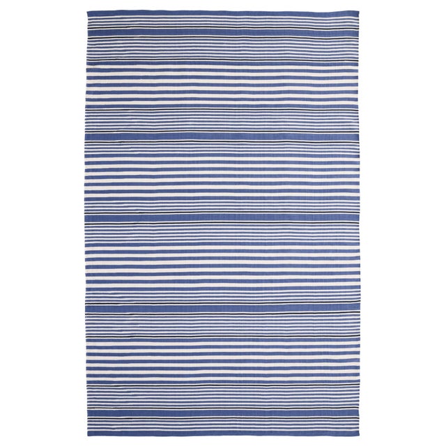 Dash & Albert by Annie Selke Rugby Stripe Denim Indoor/Outdoor Rug, 4' x 6' For Sale In Boston - Image 6 of 6