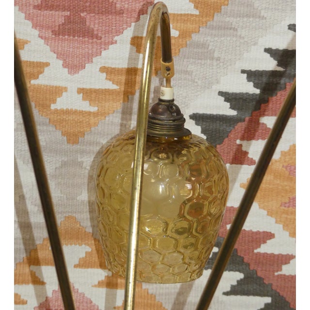 Metal Mid-Century Tripod Floor Lamp in Brass & Glass, 1950s For Sale - Image 7 of 13