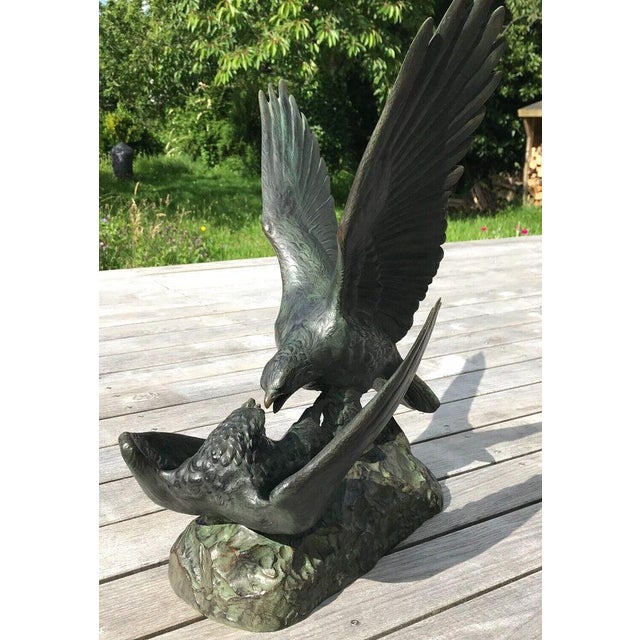 Louis Riché, Art Deco Eagle Fight, 1800s, Bronze Sculpture For Sale - Image 5 of 9