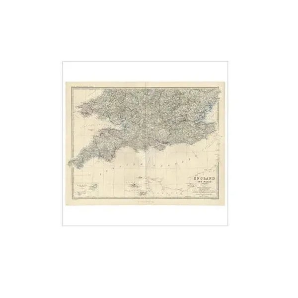 Antique map titled 'England and Wales (Southern Sheet)'. with an inset map of the Scilly Islands. This map originates from...