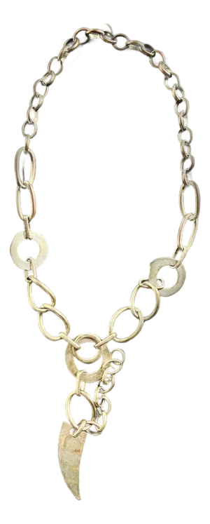 Vintage 1970s Industrial Chain Necklace With Claw Pendant