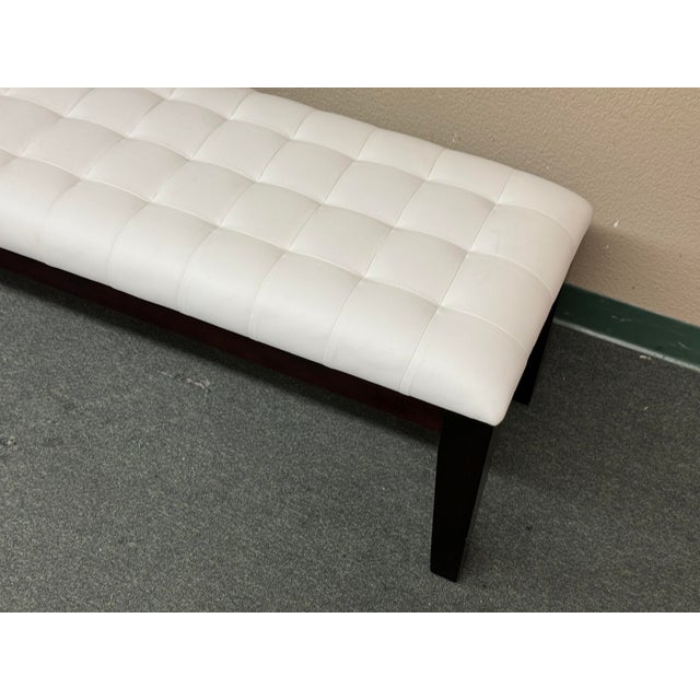 Contemporary White Leather Tufted Bench Chairish