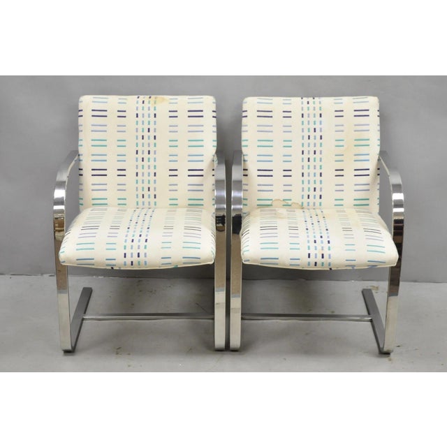Mid-Century Modern Vintage Mid Century Modern Brno Style Chrome Cantilever Arm Chairs after Milo Baughman (B) - a Pair. For Sale - Image 3 of 13