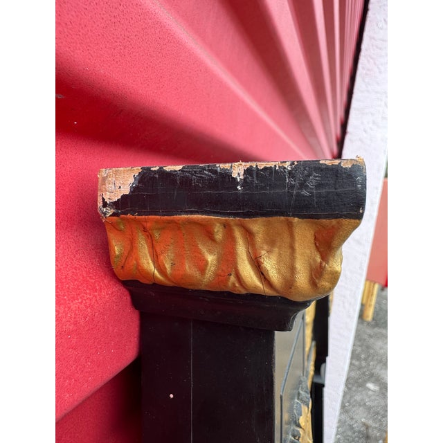 1960s Vintage Neoclassic Black and Gold Floor Pier Full Length Mirror For Sale - Image 10 of 12