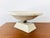Vintage 1980s Tessellated Stone & Brass Centerpiece Bowl big centerpiece bowl on pedestal base made of tessellated stone...