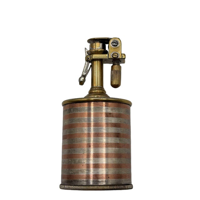 Art Deco “The Executive” Brass and Copper Table Lighter by Ar For Sale - Image 4 of 8