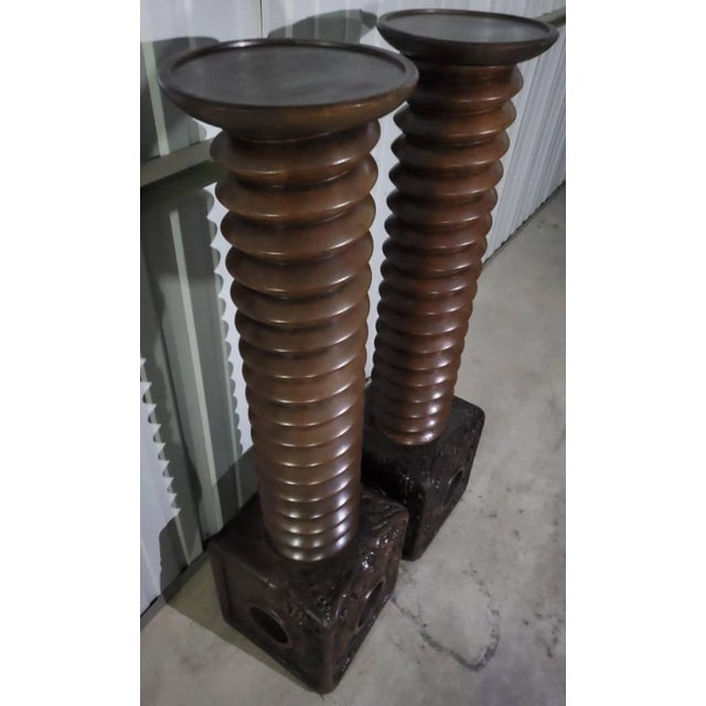Monumental Antique French Vineyard Salvaged Winepress Pedestals - a Pair For Sale - Image 10 of 11