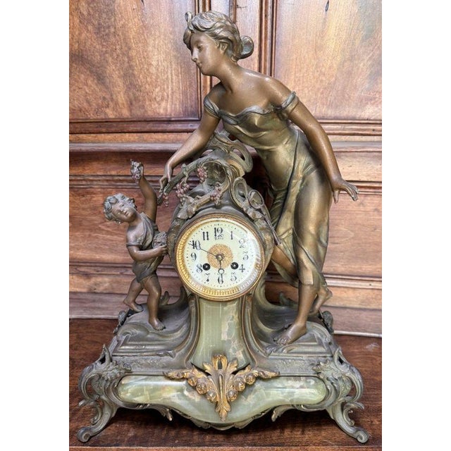 19th Century Art Nouveau Clock in Bronze For Sale - Image 5 of 6