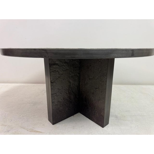 Round Black Concrete Moon Coffee Table, 1980s For Sale - Image 9 of 12