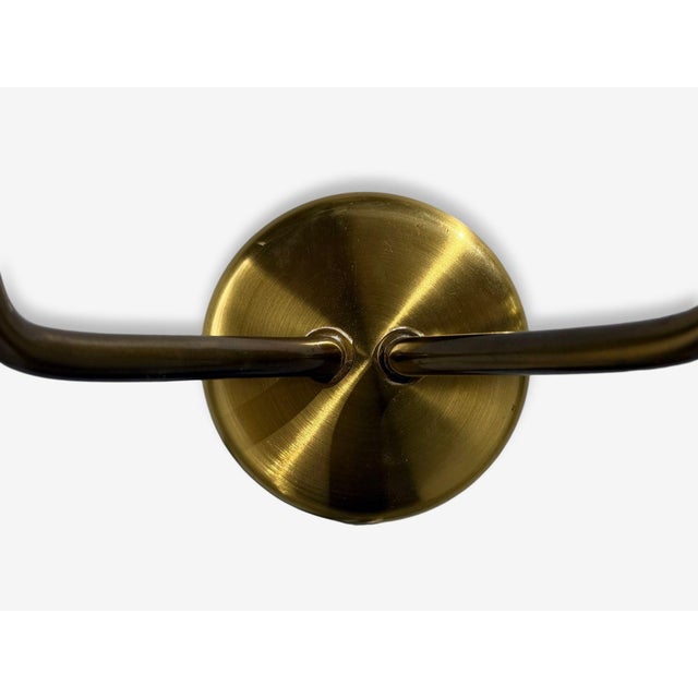 Metal Swedish Modern, Double Wall Sconce, Brass, Glass, Sweden, 1980s For Sale - Image 7 of 8