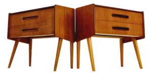 Big Mid-Century Danish Teak Bedsides Table by Olholm Möbelfabrik, Denmark, 1960s, Set of 2