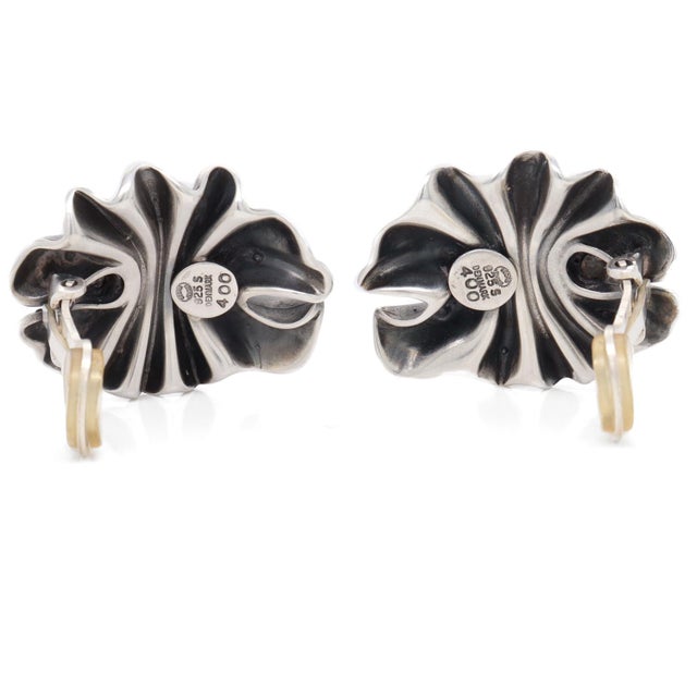 Georg Jensen Lene Munthe Sterling Silver & 18k Yellow Gold #400 Clip-On Earrings For Sale - Image 12 of 12