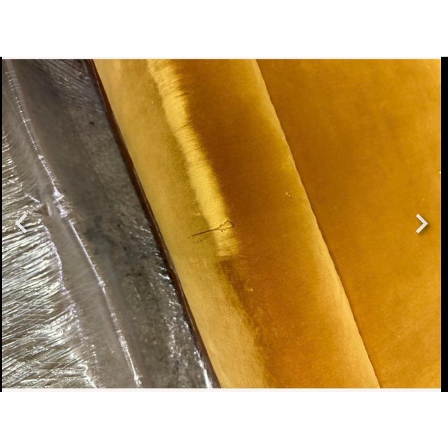 Wood Roman Thomas (Palmer) Sofa / Rose Uniacke Java Cotton Velvet Gently Used Down Sofa For Sale - Image 7 of 12