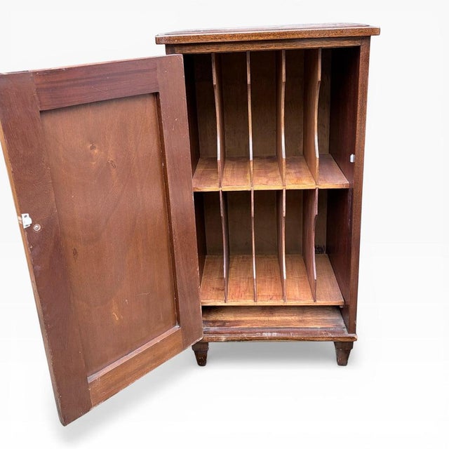Wood Arts & Crafts Oak Record Cabinet For Sale - Image 7 of 9
