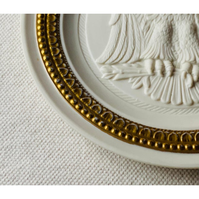 Italian Bisque Porcelain Grand Tour Style Plaque With Gilt Border | Mid-20th C. For Sale - Image 13 of 18