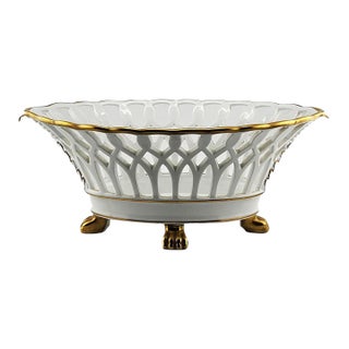 Vintage Vista Alegre White Porcelain Reticulated Parisian Style Bowl - Made in Portugal For Sale