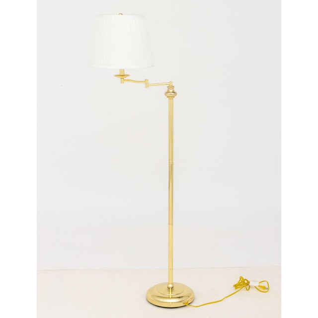 Modern Polished Brass Adjustable Floor Lamps, Pair For Sale In New York - Image 6 of 8