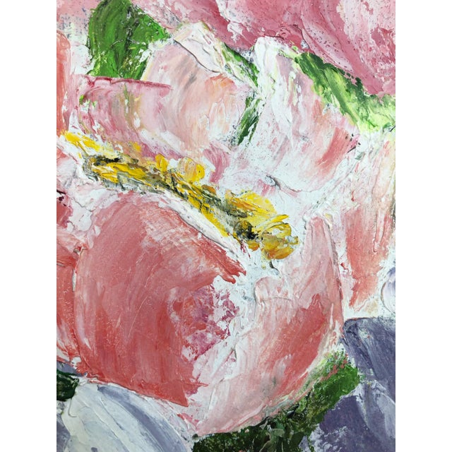 Wood Vintage Pastel Floral Oil Painting For Sale - Image 7 of 11