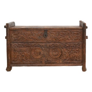 Antique Swat Valley Carved Chest Console For Sale