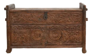 Antique Swat Valley Carved Chest Console