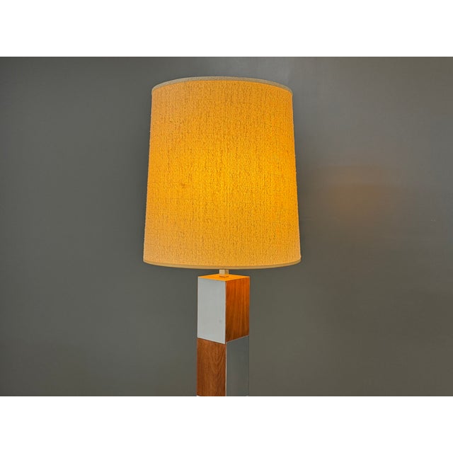 Paul Evans Walnut and Chrome Mid Century Table Lamp For Sale - Image 4 of 7
