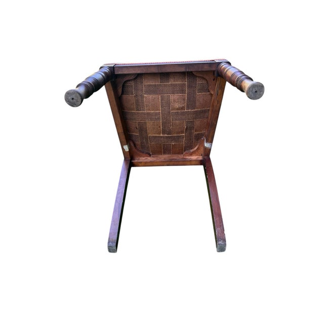 Mid-19th Century Dressing Chair With Convertible Mirror Seatback in Off-White Jacquard Fabric For Sale - Image 10 of 12