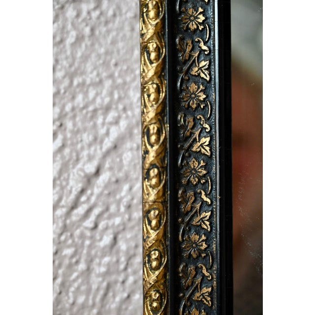 19th Century Napoleon III Wall Mirror in Blackened Wood and Gilded Stucco, 1890s For Sale - Image 6 of 7