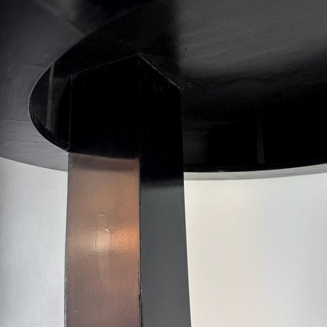 Art Deco Round Mirrored Bar Table in Black Painted Wood, 1930s For Sale - Image 12 of 18