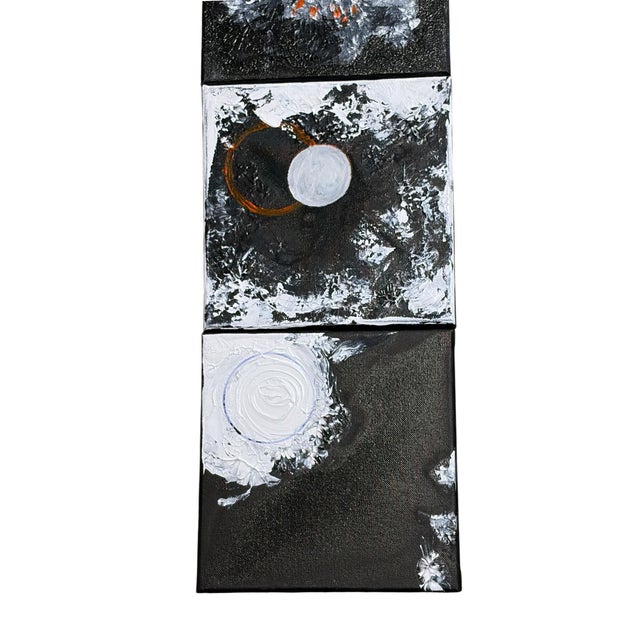 SeT of Four Black & White Acrylic and Ink Paintings on Canvas Titled La Luna For Sale In New York - Image 6 of 10
