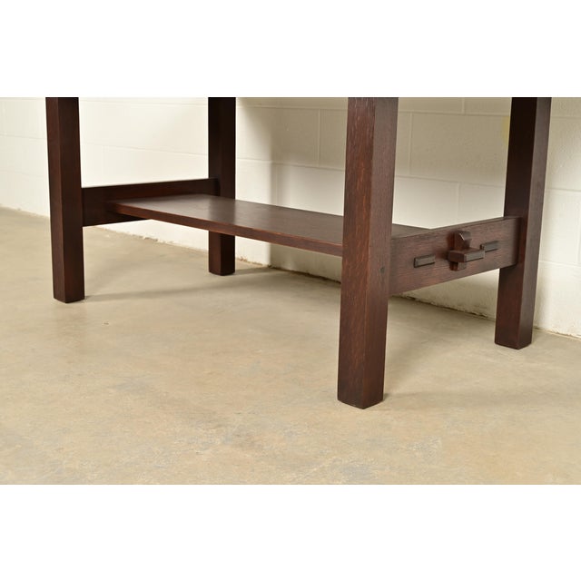 Wood Gustav Stickley Antique Mission Oak Arts & Crafts Dining Table, Desk, or Library Table, Newly Refinished For Sale - Image 7 of 12