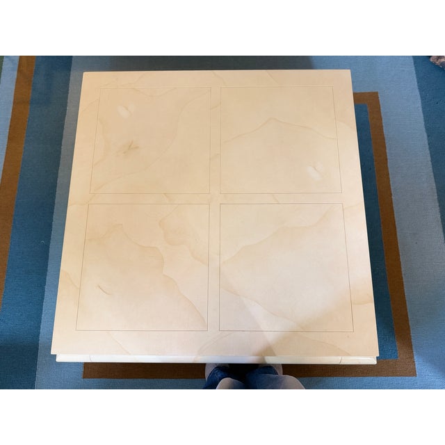 Chinoiserie Vintage 1970s Henredon Folio 16 Square Ming Style Coffee Table - Faux Goatskin Lacquer For Sale - Image 3 of 11