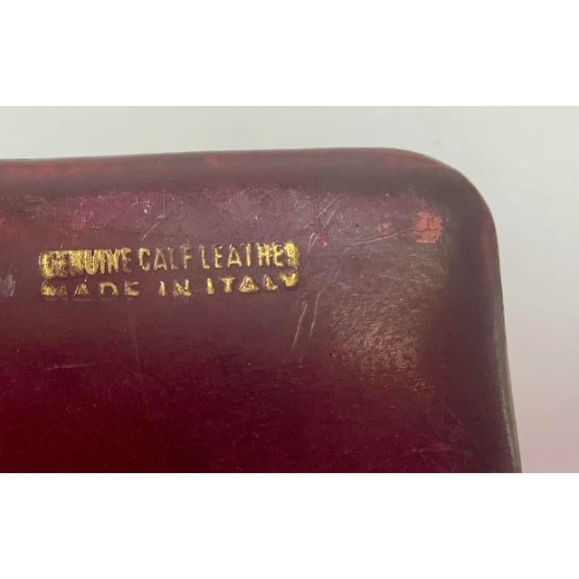 Burgundy Vintage Italian Leather Box For Sale - Image 8 of 10