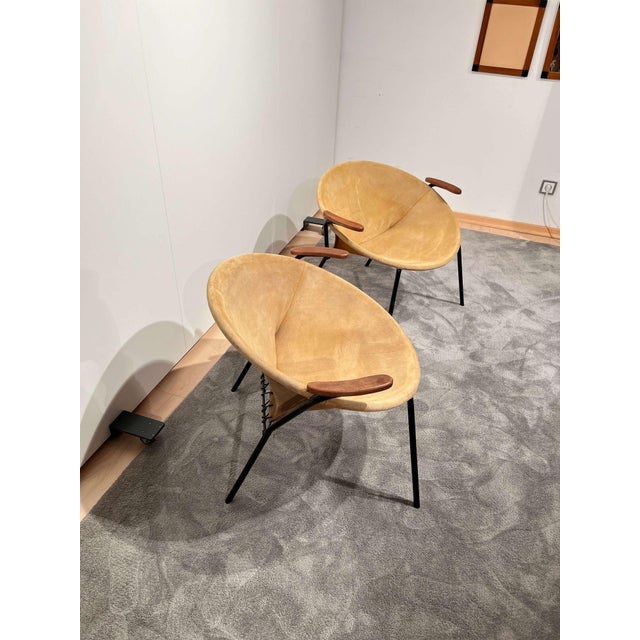 Mid-Century Modern Set of Suede Balloon Chairs attributed to Hans Olsen For Sale - Image 3 of 18