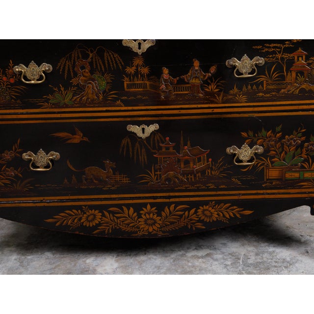 English 19th Century Chinoiserie Lacquered Commode with Five Drawers For Sale - Image 9 of 12