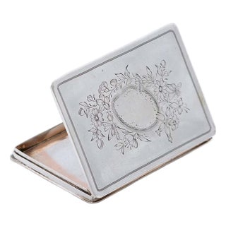 Rectangular Silver Card Case with Engraved Floral Motifs For Sale