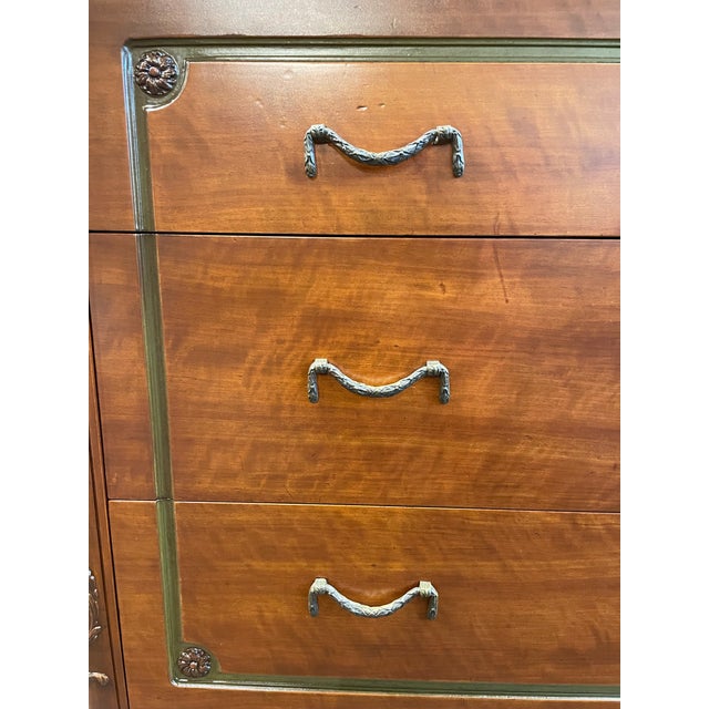 Brown Vintage 1930s Cabinet With Green and Brass Accents - Art Deco/French For Sale - Image 8 of 10