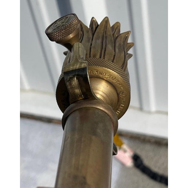 Metal Maitland Smith Penshell Obelisk Brass Lion Head Accent Table Lamps - A Pair For Sale - Image 7 of 12