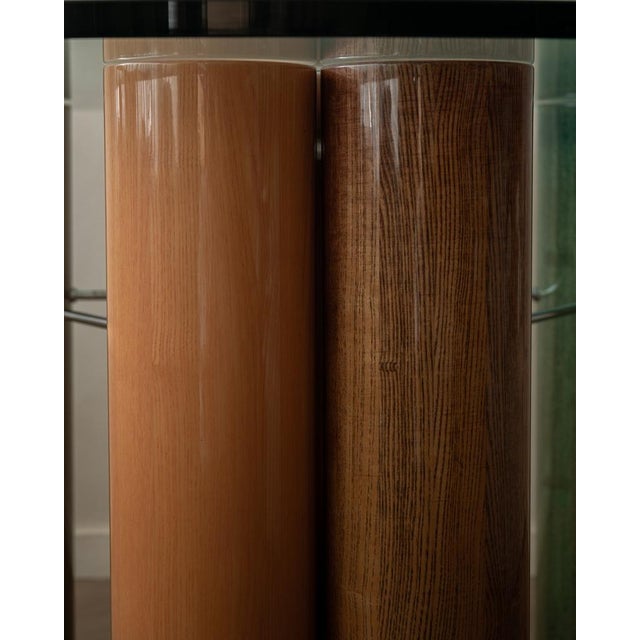 Glass Vintage Glass Dining Table with Enamel Column Base from Saporiti Italia, 1980s For Sale - Image 7 of 18