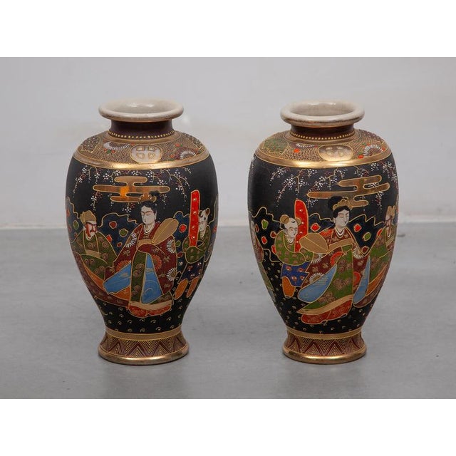 Ceramic Japonisme Satsuma Vases in Ceramic, Japan, 1920, Set of 2 For Sale - Image 7 of 9