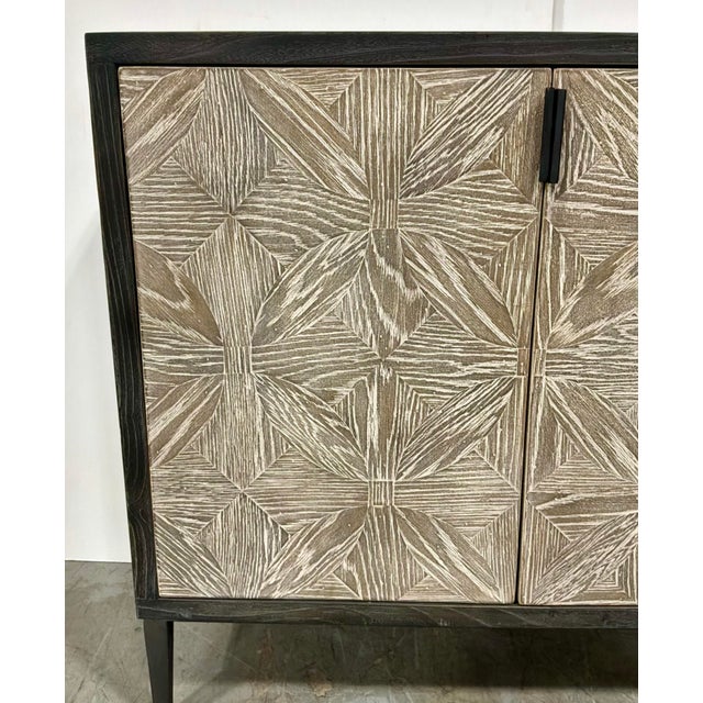 Wood Modern Farmhouse Taupe Wood Two Door Cabinet For Sale - Image 7 of 7