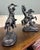 French Antique French Pair of Patinated Spelter Sculptures Knights on Horseback For Sale - Image 3 of 16