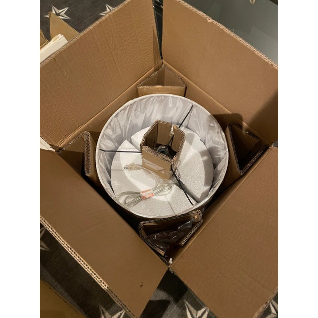 Metal Contemporary Lulu and Georgia Vivienne Marble Style and Black Metal Table Lamp With Linen Shade by Surya For Sale - Image 7 of 10