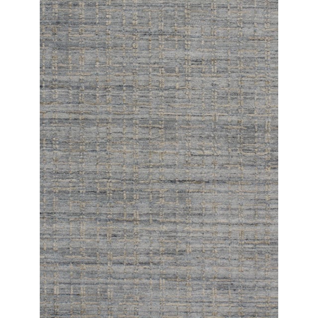 Simplicity Blue Beige Contemporary Handwoven Rug 8ft X 10ft For Sale In New York - Image 6 of 10