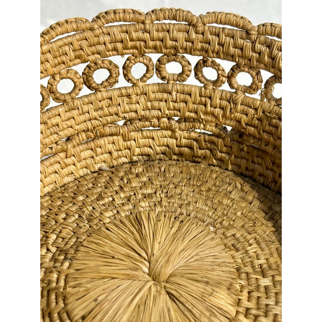 Antique French Provincial Handwoven Coiled Rope Basket With Ring Handles For Sale - Image 18 of 18